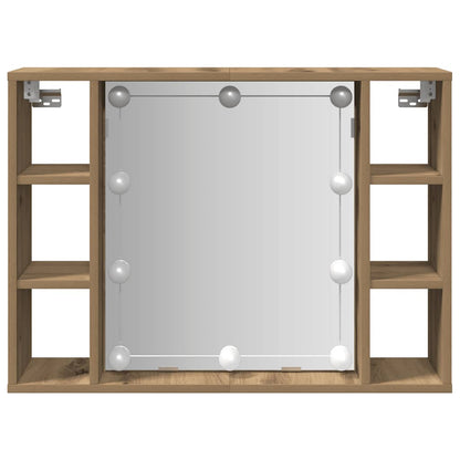 Spiegelschrank mit LED-Leuchten Artisan-Eiche 76x15x55 cm