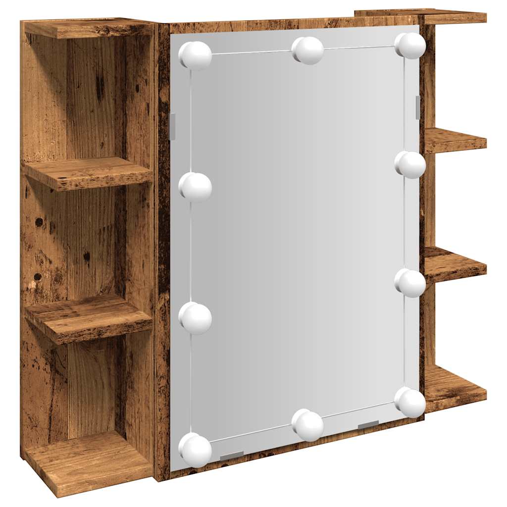 vidaXL Spiegelschrank mit LED Altholz 70x16,5x60 cm