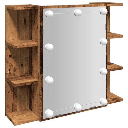 vidaXL Spiegelschrank mit LED Altholz 70x16,5x60 cm