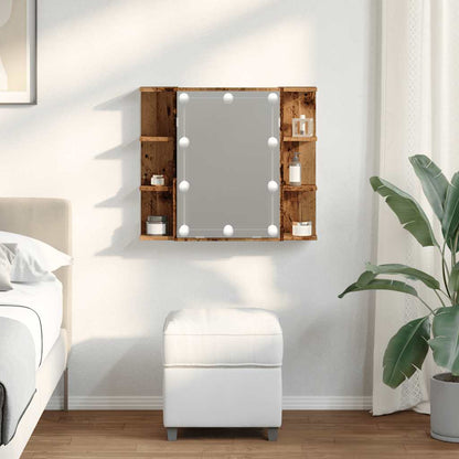 vidaXL Spiegelschrank mit LED Altholz 70x16,5x60 cm