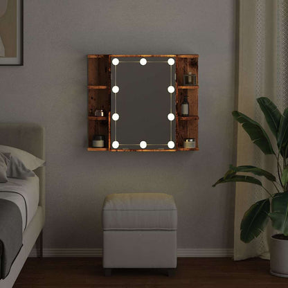 vidaXL Spiegelschrank mit LED Altholz 70x16,5x60 cm