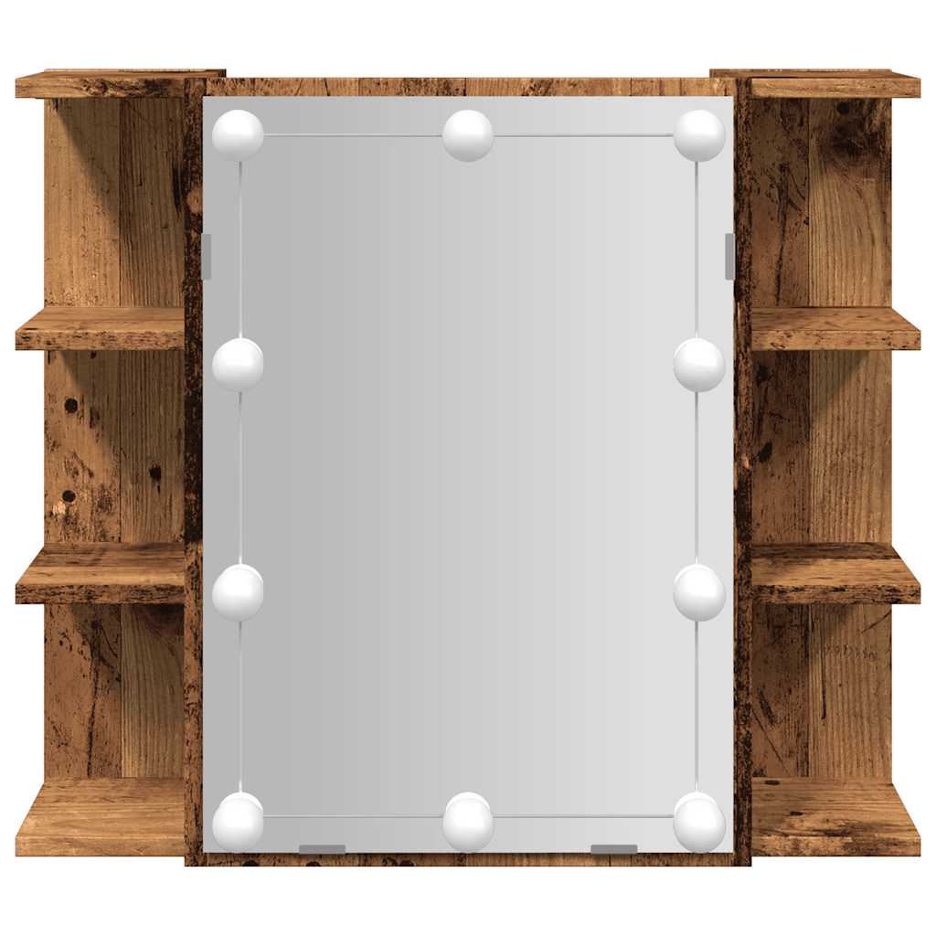 vidaXL Spiegelschrank mit LED Altholz 70x16,5x60 cm