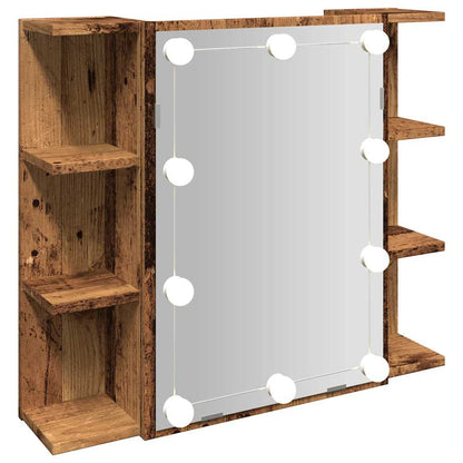 vidaXL Spiegelschrank mit LED Altholz 70x16,5x60 cm