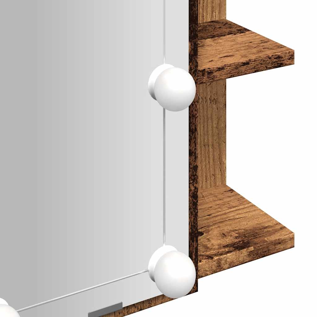 vidaXL Spiegelschrank mit LED Altholz 70x16,5x60 cm