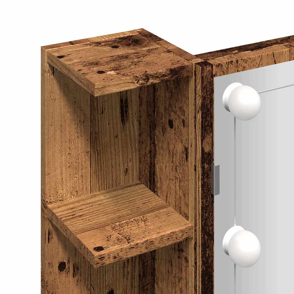 vidaXL Spiegelschrank mit LED Altholz 70x16,5x60 cm