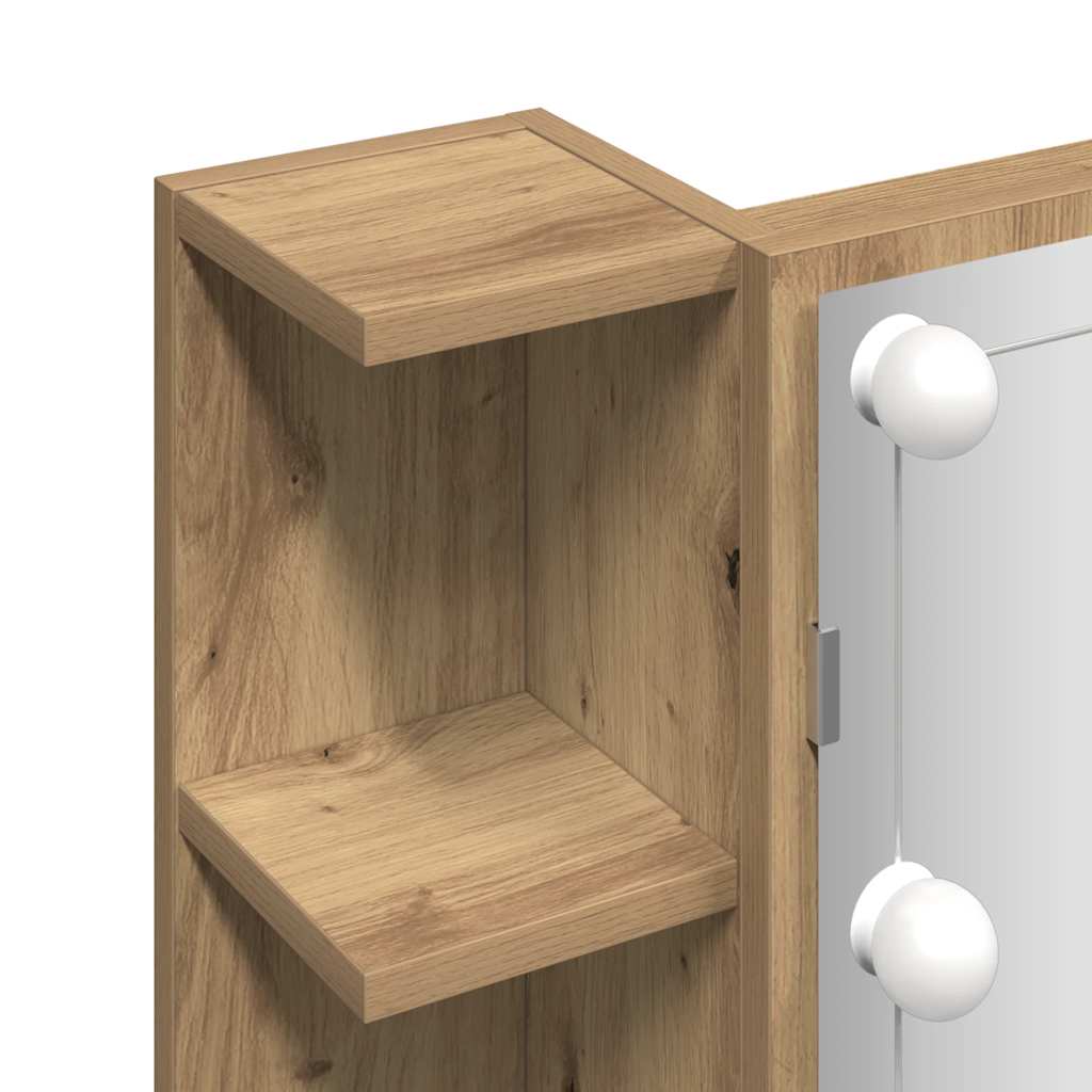 vidaXL Spiegelschrank mit LED Artisan Eichen-Optik 70x16,5x60 cm