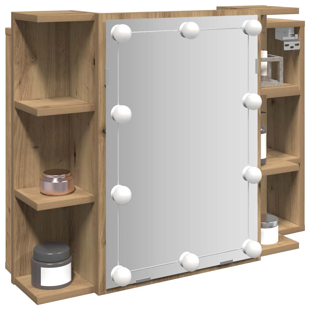 vidaXL Spiegelschrank mit LED Artisan Eichen-Optik 70x16,5x60 cm