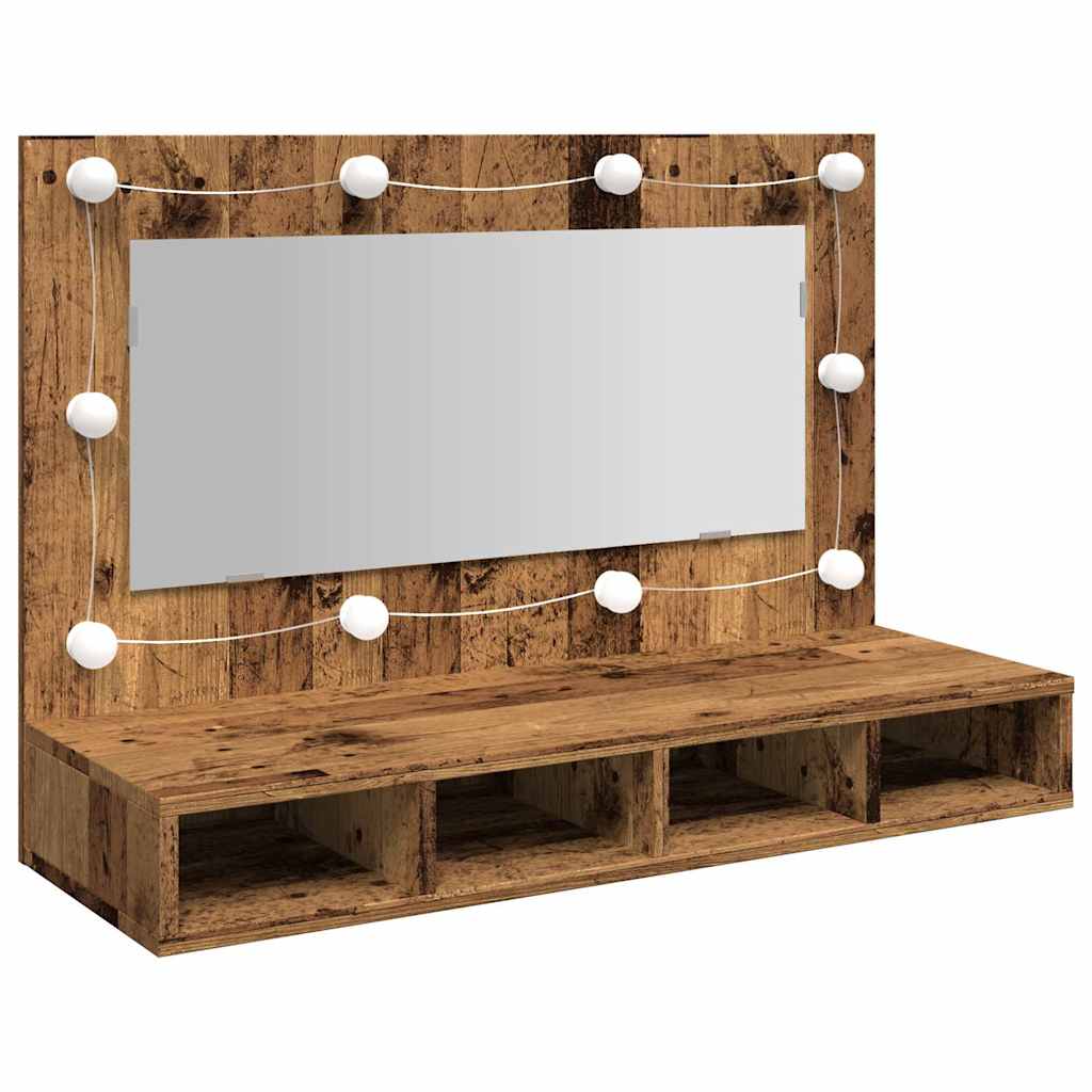 vidaXL Spiegelschrank mit LED Altholz 90x31,5x62 cm