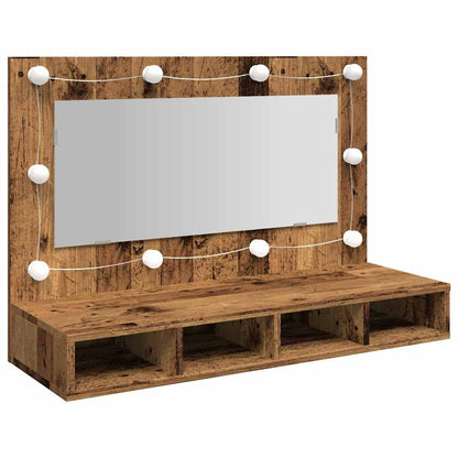 vidaXL Spiegelschrank mit LED Altholz 90x31,5x62 cm