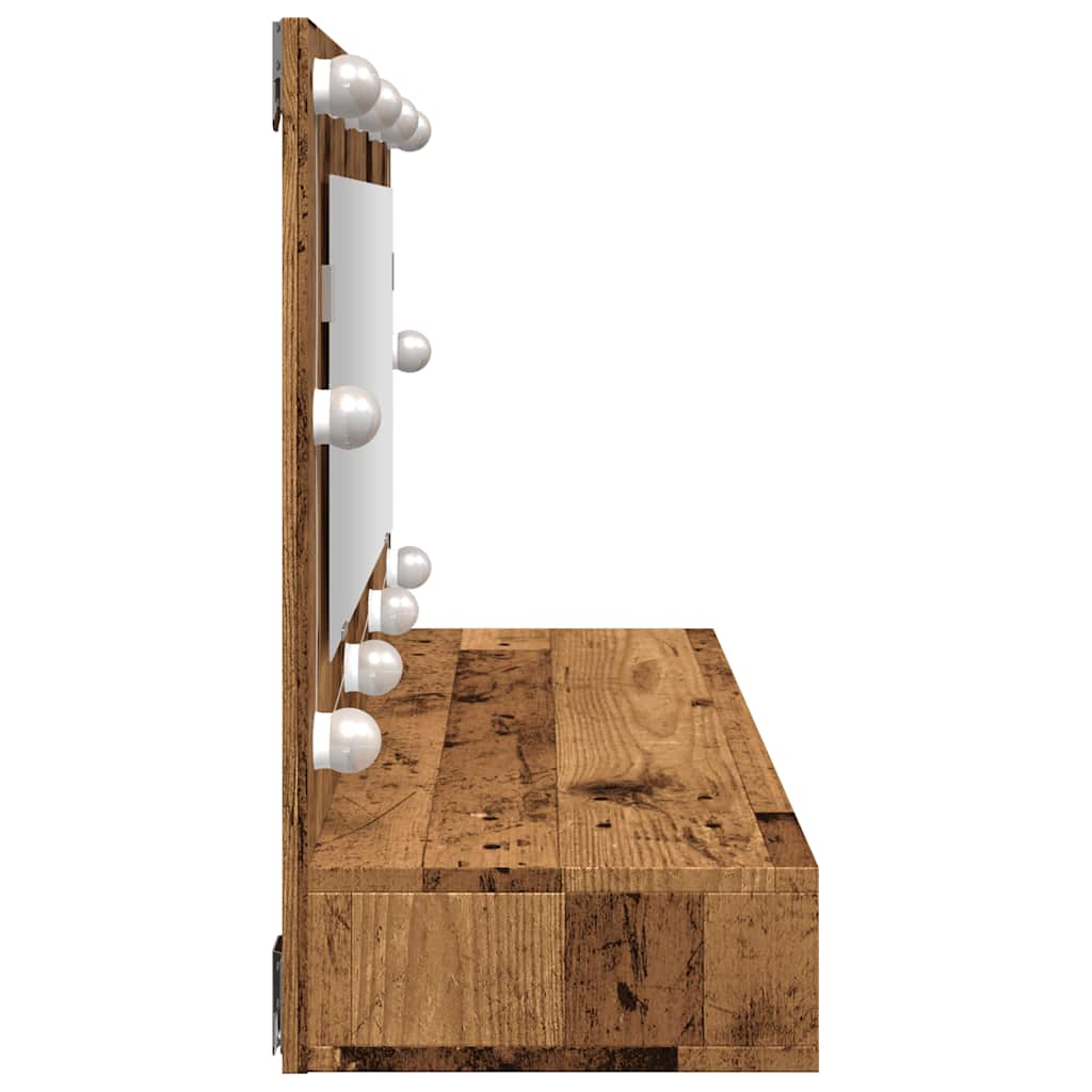 vidaXL Spiegelschrank mit LED Altholz 90x31,5x62 cm