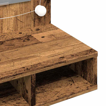 vidaXL Spiegelschrank mit LED Altholz 90x31,5x62 cm