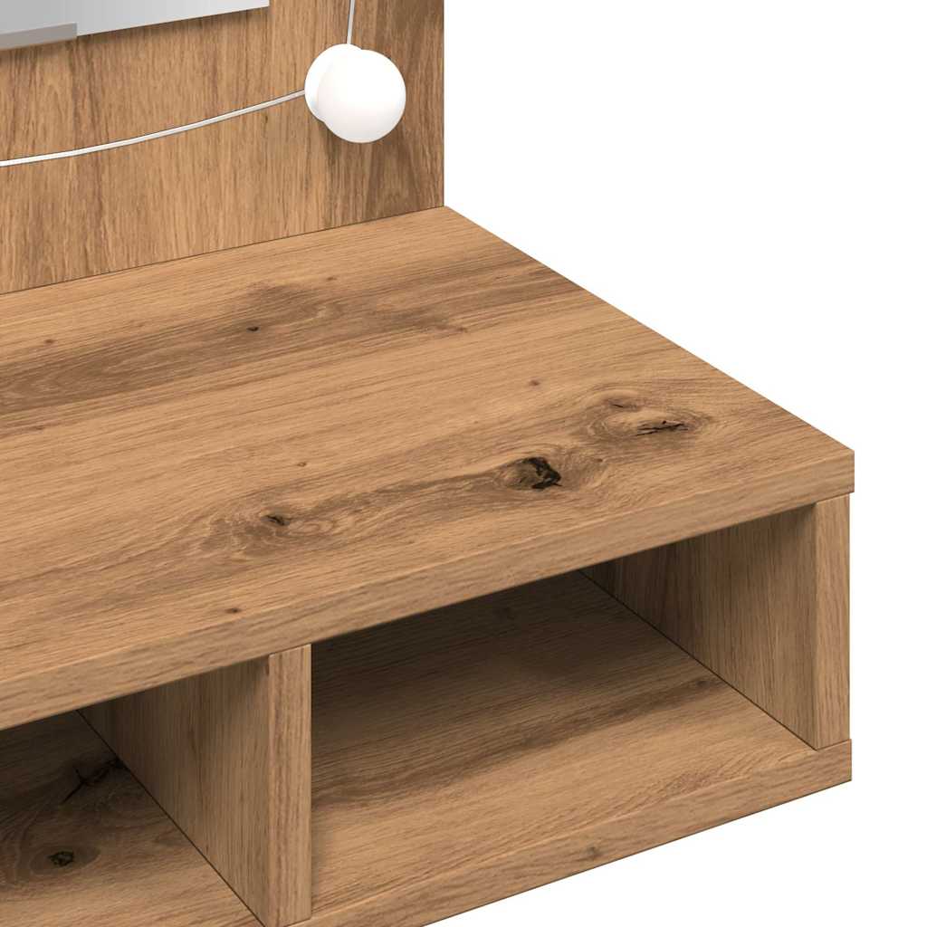 vidaXL Spiegelschrank mit LED Artisan-Eiche 90 x 31,5 x 62 cm