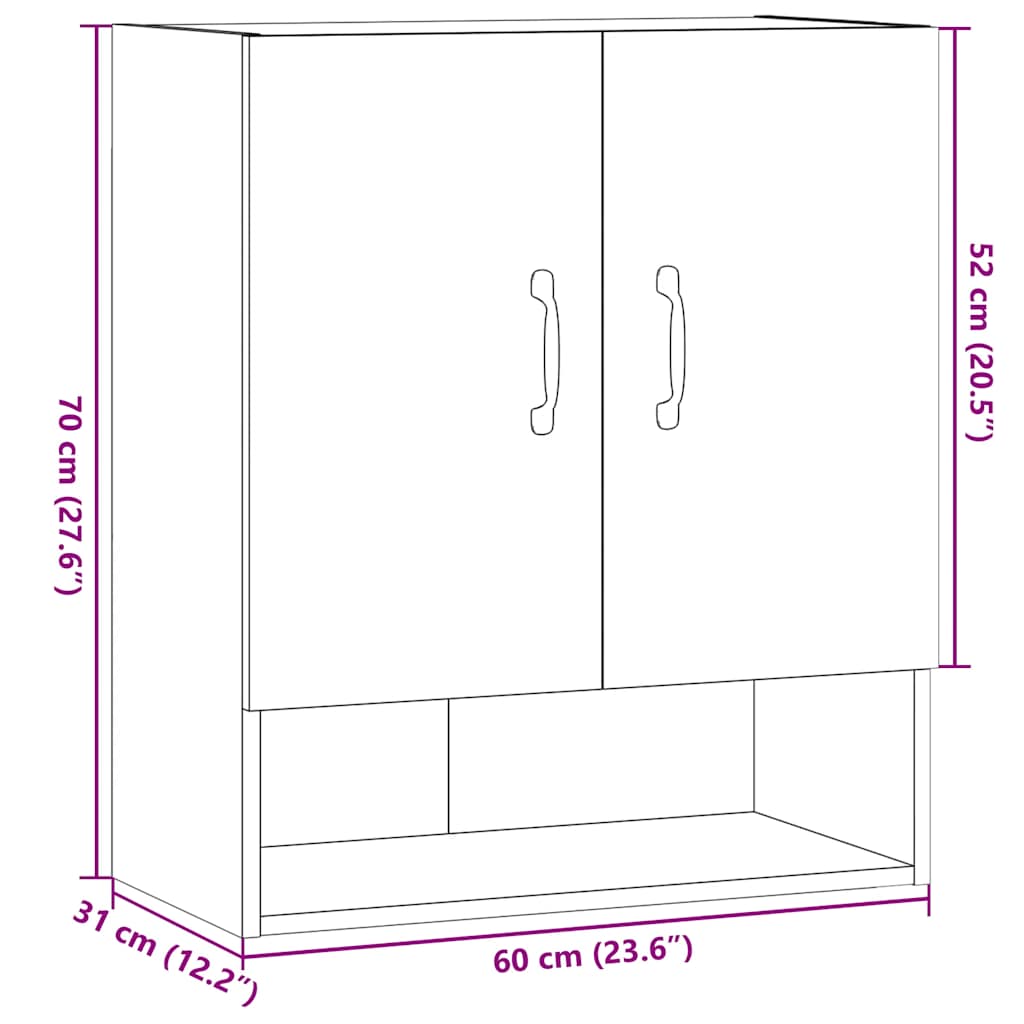 vidaXL Wandschrank Altholz-Optik 60x31x70 cm Holzwerkstoff