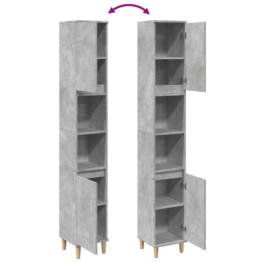 vidaXL Badschrank Betongrau 30x30x190 cm Holzwerkstoff