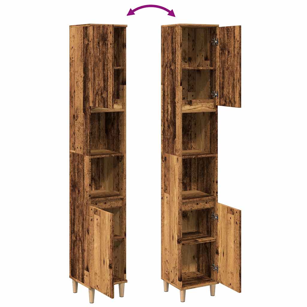 vidaXL Badschrank Altholz-Optik 30x30x190 cm Holzwerkstoff