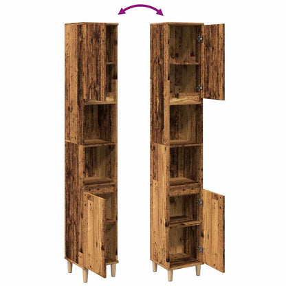 vidaXL Badschrank Altholz-Optik 30x30x190 cm Holzwerkstoff