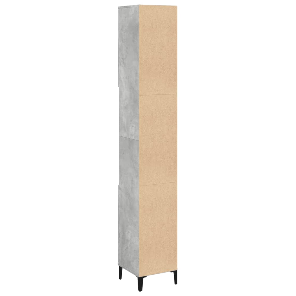 vidaXL Armoire de salle de bain gris béton 30x30x190 cm Aggloméré
