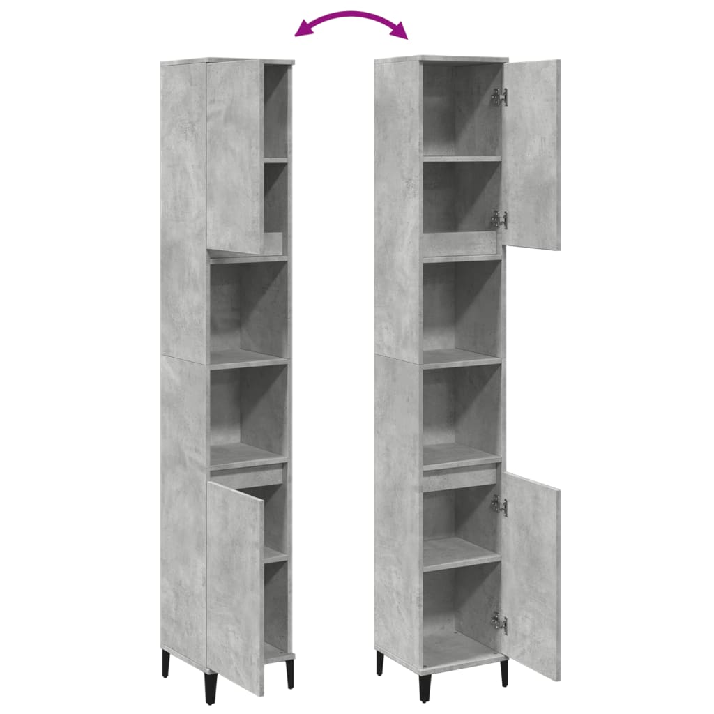 vidaXL Armoire de salle de bain gris béton 30x30x190 cm Aggloméré
