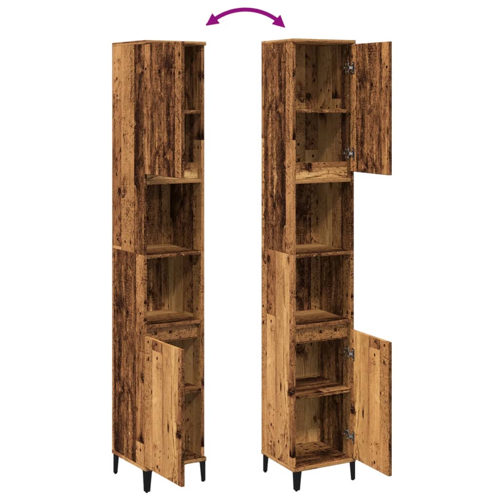 vidaXL Badschrank Altholz-Optik 30x30x190 cm Holzwerkstoff