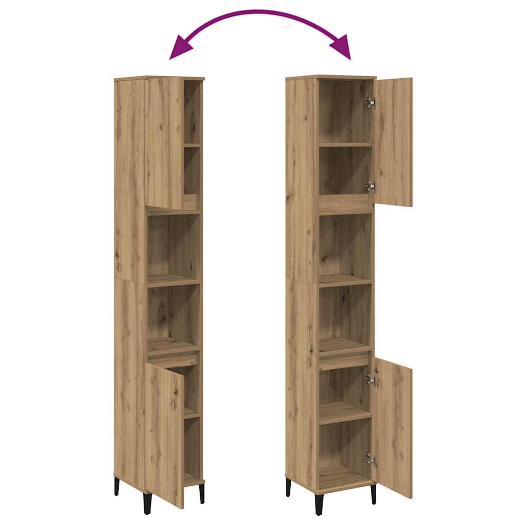 vidaXL Meuble de salle de bain chêne artisan 30x30x190 cm bois d'ingénierie