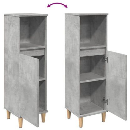 vidaXL Meuble de salle de bain gris béton 30x30x100 cm en bois d'ingénierie