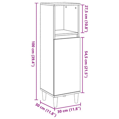 vidaXL Meuble de salle de bain gris béton 30x30x100 cm en bois d'ingénierie