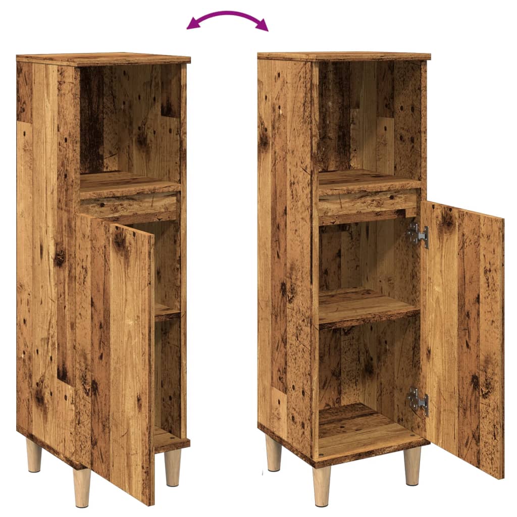 vidaXL Badschrank Altholz-Optik 30x30x100 cm Holzwerkstoff