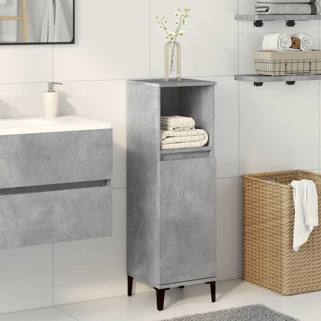 vidaXL Meuble de salle de bain gris béton 30x30x100 cm en bois d'ingénierie
