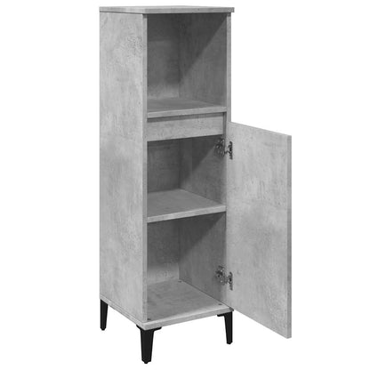 vidaXL Meuble de salle de bain gris béton 30x30x100 cm en bois d'ingénierie