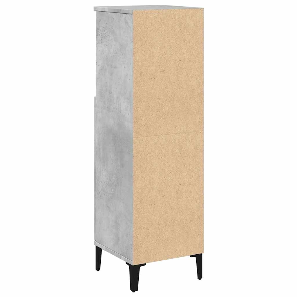 vidaXL Meuble de salle de bain gris béton 30x30x100 cm en bois d'ingénierie