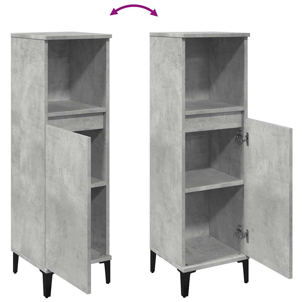 vidaXL Meuble de salle de bain gris béton 30x30x100 cm en bois d'ingénierie