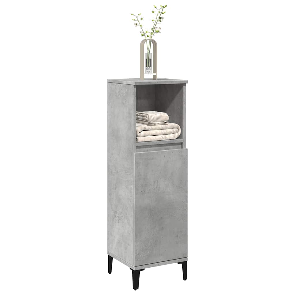 vidaXL Meuble de salle de bain gris béton 30x30x100 cm en bois d'ingénierie