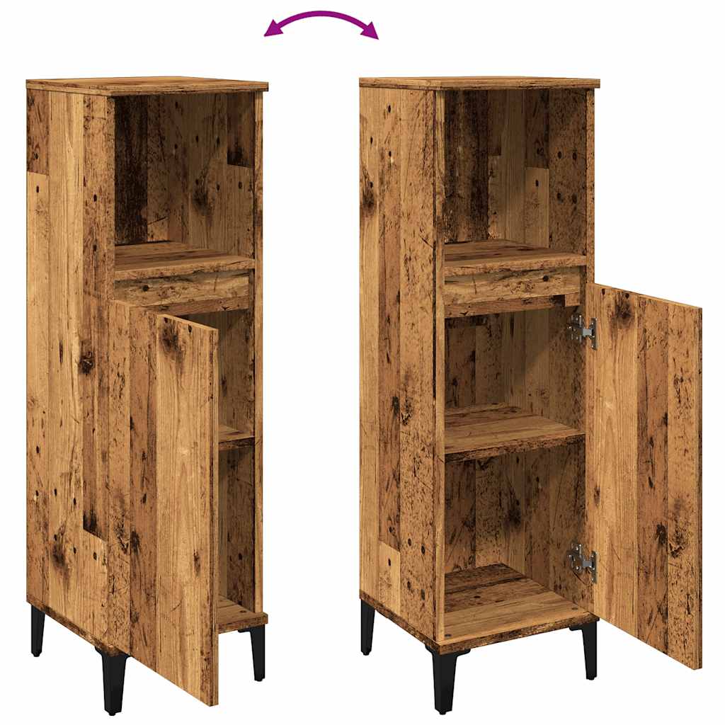 vidaXL Badschrank Altholz-Optik 30x30x100 cm Holzwerkstoff