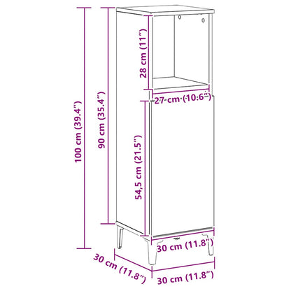 vidaXL Meuble de salle de bain chêne artisan 30x30x100 cm bois d'ingénierie