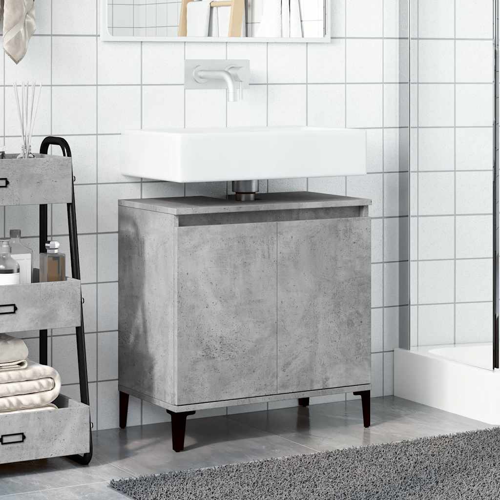 vidaXL Meuble sous-lavabo gris béton 58x33x60 cm Bois d'ingénierie