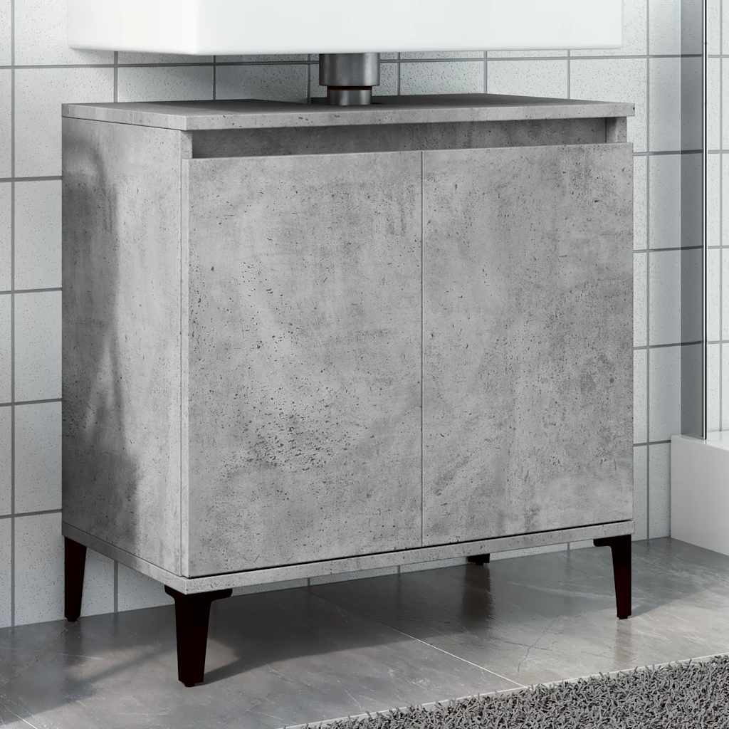 vidaXL Meuble sous-lavabo gris béton 58x33x60 cm Bois d'ingénierie