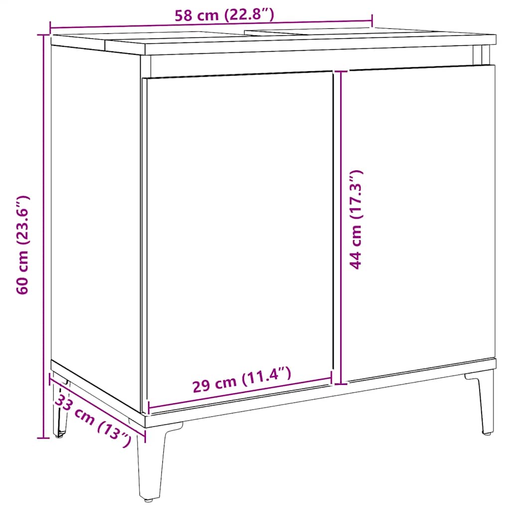 Waschbeckenunterschrank Artisan-Eiche 58x33x60 cm Holzwerkstoff