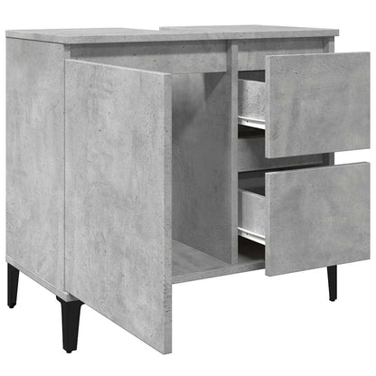 vidaXL Waschbeckenunterschrank Betongrau 65x33x60 cm Holzwerkstoff