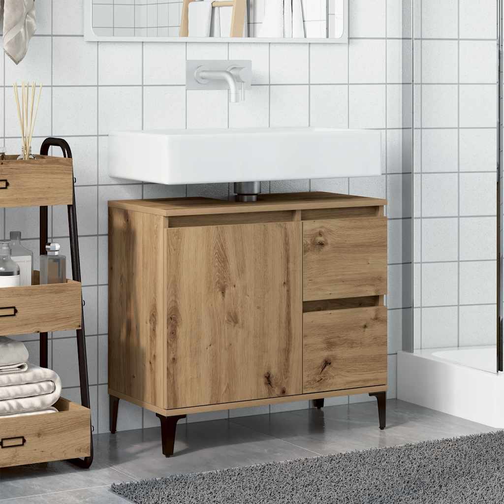 vidaXL Waschbeckenunterschrank Artisan-Eiche 65x33x60 cm Holzwerkstoff