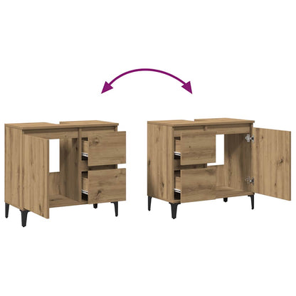 vidaXL Waschbeckenunterschrank Artisan-Eiche 65x33x60 cm Holzwerkstoff