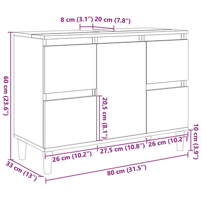 Meuble sous-vasque vidaXL gris béton 80x33x60 cm bois d'ingénierie