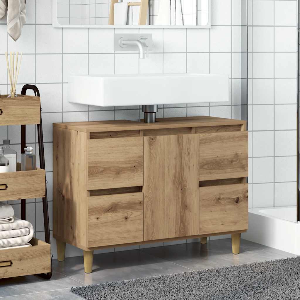 vidaXL Meuble sous-lavabo chêne artisan 80x33x60 cm Bois d'ingénierie