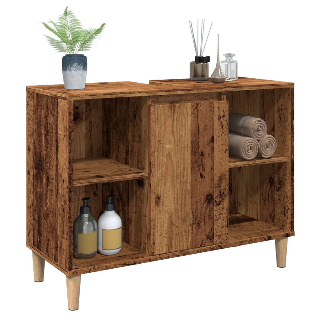 vidaXL Badschrank Altholz-Optik 80x33x60 cm Holzwerkstoff