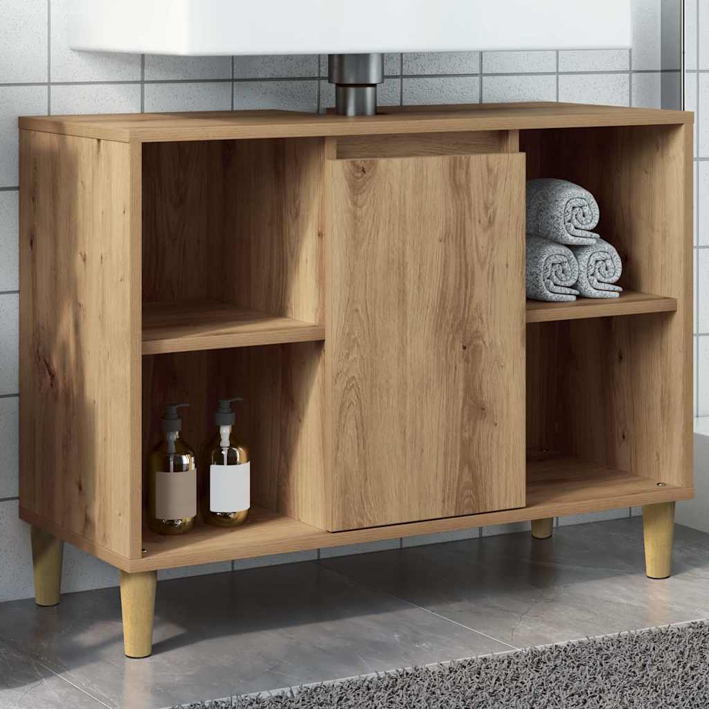 Badschrank Braun Artisan-Eiche 80x33x60 cm Holzwerkstoff
