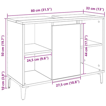 vidaXL Waschbeckenunterschrank Artisan-Eiche 80x33x60 cm Holzwerkstoff