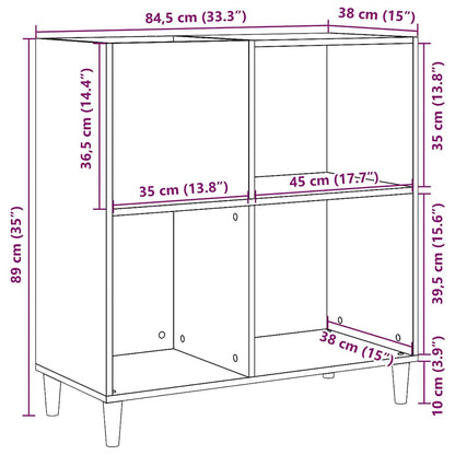vidaXL Meuble de rangement pour disques vinyles aspect bois recyclé 84,5x38x89 cm Bois d'ingénierie