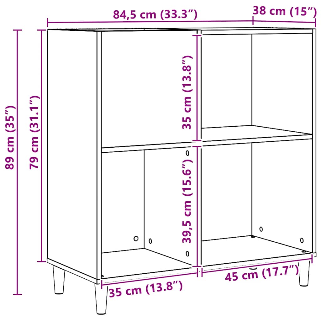 vidaXL Plattenschrank Artisan-Eiche 84,5x38x89 cm Holzwerkstoff