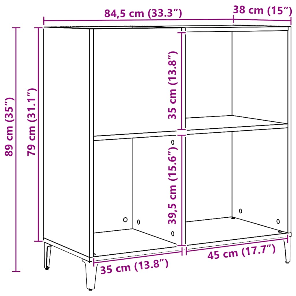 Plattenschrank Artisan-Eiche 84,5x38x89 cm Holzwerkstoff