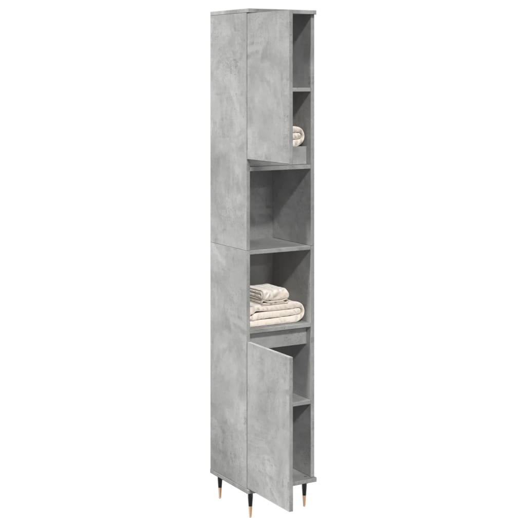 vidaXL Armoire de salle de bain gris béton 30x30x190 cm Aggloméré