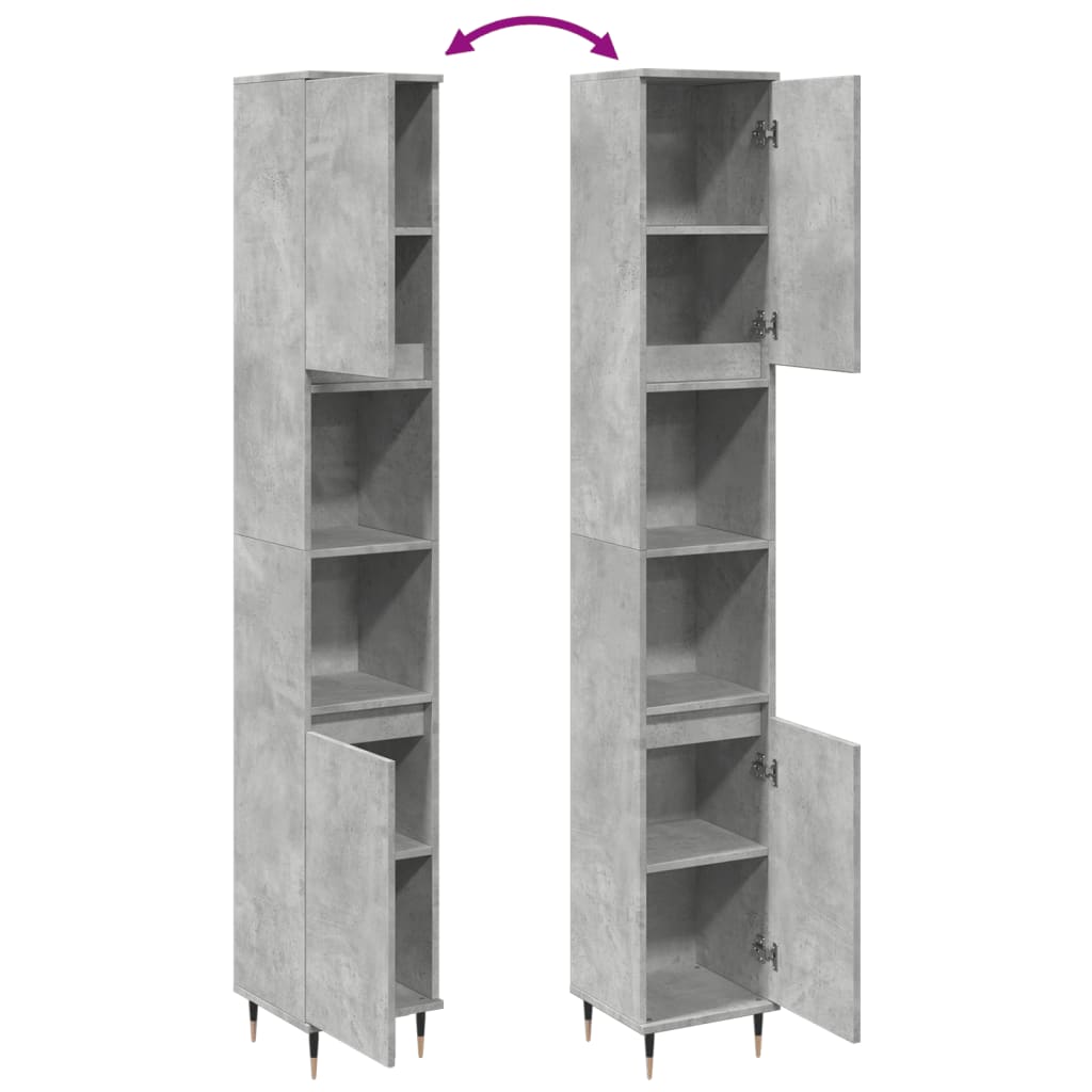 vidaXL Armoire de salle de bain gris béton 30x30x190 cm Aggloméré